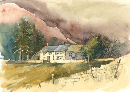 Clifford H. Thompson (1926-2017) - 1993 Watercolour, Cottages in a Landscape