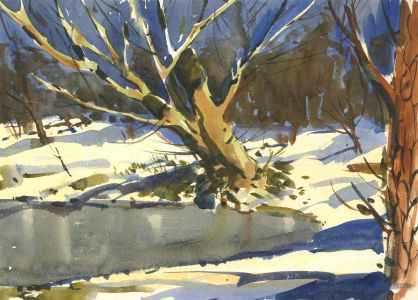 Clifford H. Thompson (1926-2017) - Contemporary Watercolour, Lake in Winter