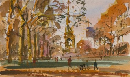 Ronald Olley (b.1923) - c. 2000 Watercolour, Albert Memorial, London