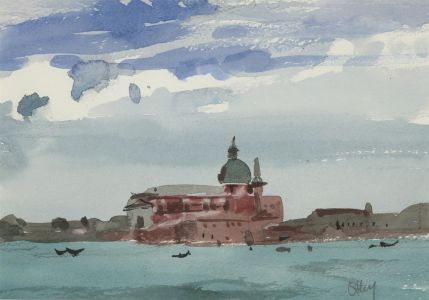 Ronald Olley (b.1923) - c. 2000 Watercolour, San Giorgio Maggiore, Venice