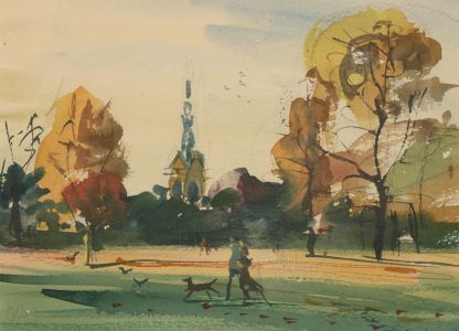 Ronald Olley (b.1923) - c. 2000 Watercolour, Hyde Park, London