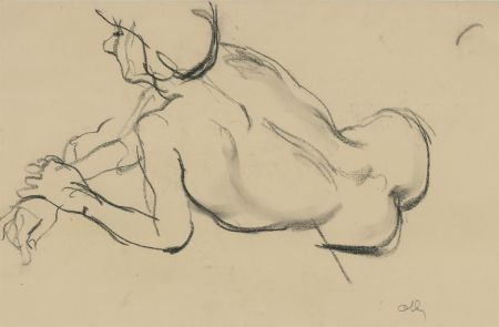 Ronald Olley (b.1923) - Signed c. 2000 Charcoal Drawing, Posing Female Nude