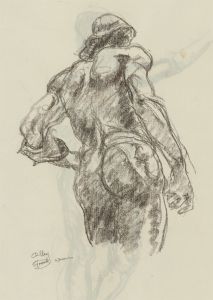 Ronald Olley (b.1923) - Double Sided c. 2000 Charcoal Drawings, Standing Male