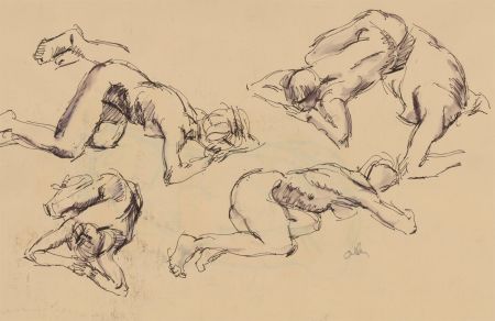 Ronald Olley (b.1923) - Double Sided c. 2000 Pen and Ink Drawings, Female Nudes