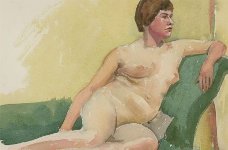 Clifford H. Thompson (1926-2017) - 20th Century Watercolour, Nude & Green Chair