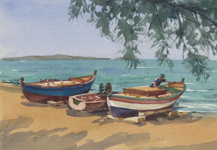 Clifford H. Thompson (1926-2017) - 1992 Watercolour, Fishing Boats