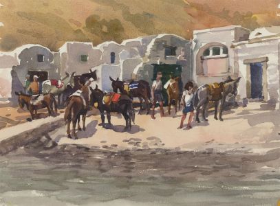 Clifford H. Thompson (1926-2017) - 1992 Watercolour, Greek Beach Scene