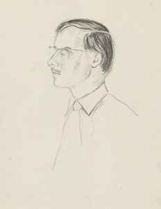 1981 Graphite Drawing - Portrait of a Man with Glasses