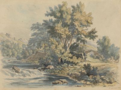 S.G - 1841 Watercolour, River Cottage