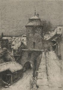 Paul Geissler (1881-1965) - Original Etching, Rothenburg in Winter