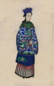 19th Century Gouache on Pith Paper - Chinese Figure in Ornate Robe