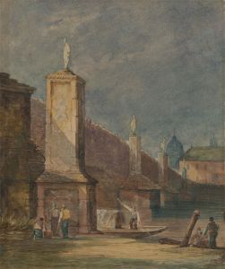 Continental School 19th Century Watercolour - Figures in a Punt, Prague