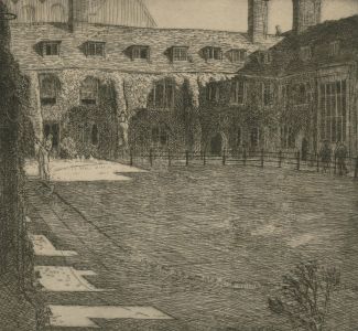 Sydney William Carline (1888-1929) - Etching, Cambridge College Courtyard