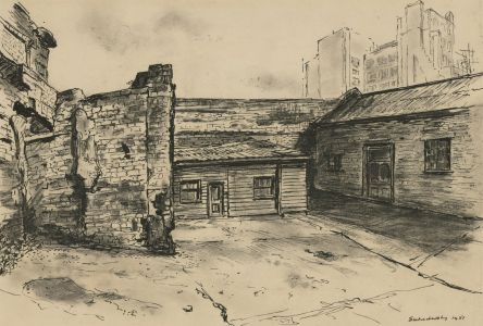 Maurice Sochachewsky (1918-1969) - 1951 Pen and Ink Drawing, Urban Street Scene
