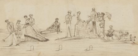 Henrietta Larkill - 1866 Pen and Ink Drawing, Family Croquet Outing