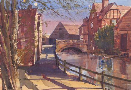 Clifford H. Thomposon (1926-2017) - Two Watercolours, Night & Day Street Scenes