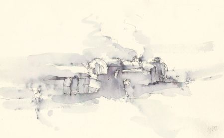 Bernard Philip Batchelor RWS (1924-2012) - Pen & Ink Drawing, The Steam Train