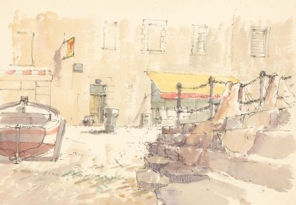 Bernard Philip Batchelor RWS (1924-2012) - Watercolour, Continental Harbour