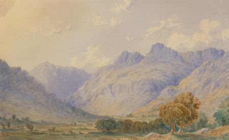 William Taylor Longmire (1841-1914) - Signed 1872 Watercolour, Langdale Pikes
