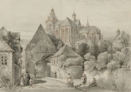 Late 19th Century Watercolour - Street Scene with Church