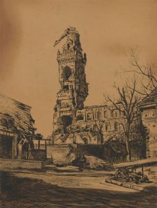 Arthur Butcher (b.1877) - 1918 Pen and Ink Drawing, Albert Basilica in Ruins