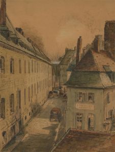 Arthur Butcher (b.1877) - 1918 Pen and Ink Drawing, Street Scene, Hesdin, France