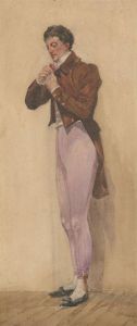 Fine Late 19th Century Watercolour - Portrait of a Gentleman in Purple Trousers
