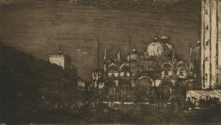 Ronald Olley (b.1923) - c. 2000 Etching, Saint Mark's Basilica, Venice