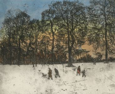 Ronald Olley (b.1923) - Signed c. 2000 Etching, Winter Park Scene
