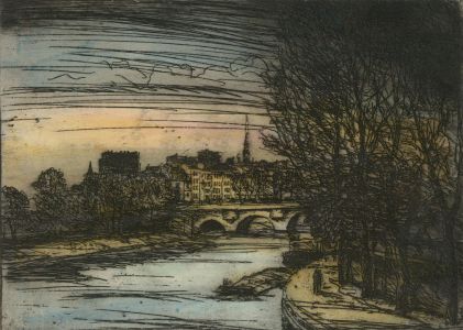Ronald Olley (b.1923) - c. 2000 Etching, River Seine, Paris