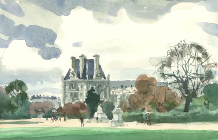Ronald Olley (b.1923) - c. 2000 Watercolour, A French Chatau