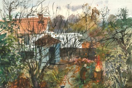 Ronald Olley (b.1923) - c. 2000 Watercolour, Autumnal Garden