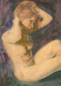 Ronald Olley (b.1923) - c. 2000 Watercolour, Seated Female