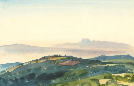 Ronald Olley (b.1923) - c. 2000 Watercolour, Sunrise over the Hills