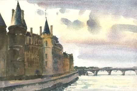 Ronald Olley (b.1923) - c. 2000 Watercolour, The Conciergerie, Paris
