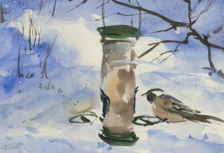 Ronald Olley (b.1923) - 20th Century Watercolour, The Bird Feed