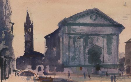 Ronald Olley (b.1923) - c. 2000 Watercolour, A View of St Mark's Campanile