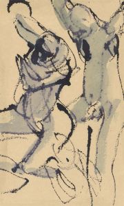 Ronald Olley (b.1923) - c. 2000 Pen and Ink Drawing, Expressive Nudes
