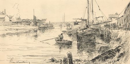 Attrib. Pierre Louis Léger Vauthier (1845-1916) - Signed India Ink, River Life