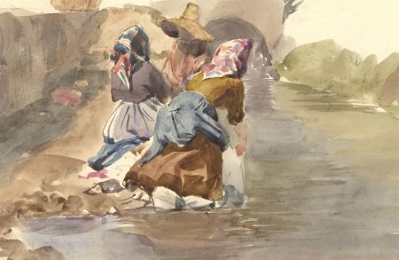 Late 19th Century Watercolour - Washing Day