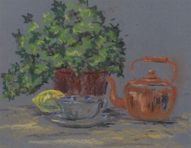 A.M. Johnson - Mid 20th Century Pastel, Still Life with Copper Kettle
