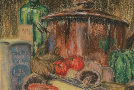 A.M. Johnson - Mid 20th Century Pastel, The Cook's Still Life