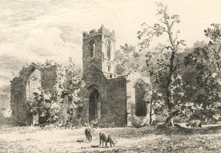 Henri Toussaint (1849-1911) - Late 19th Century Etching, Mount Grace Priory