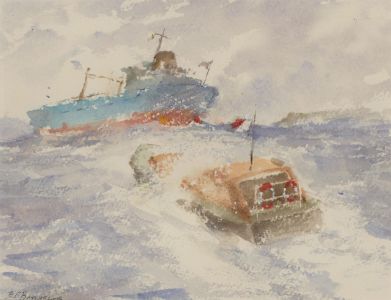 Bernard Philip Batchelor RWS (1924-2012) - Watercolour, Vessels at Sea