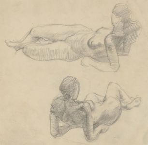 Mid 20th Century Graphite Drawing - Nude Graphite Studies