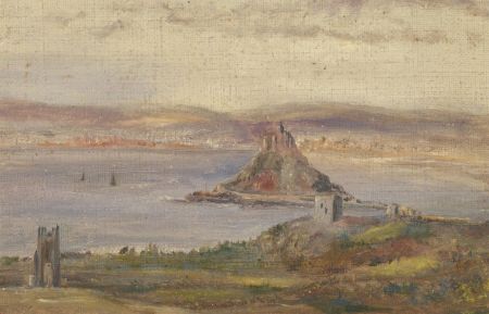Miniature Late 19th Century Oil - View of St. Michael's Mount