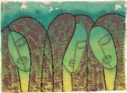 Contemporary Mixed Media - Three Women in Green
