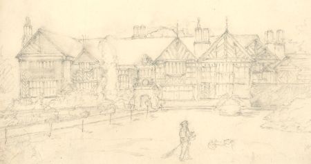 Early 20th Century Graphite Drawing - An English Manor House