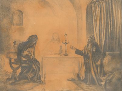 1933 Graphite Drawing - The Supper at Emmaus