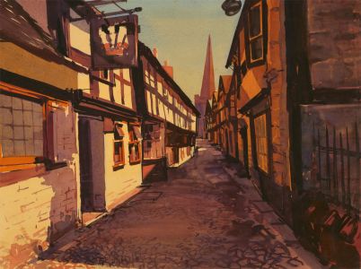 Clifford H. Thompson (1926-2017) - Watercolour, Medieval Street Scene